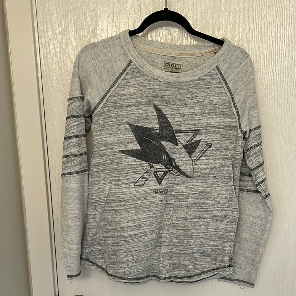 SHARKS Gray Long Sleeve Graphic Shirt